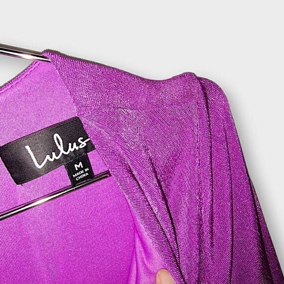 Lulus Womens Dress Sz Medium Maxi Purple Jersey Backless Long Sleeves Retro 20s‎ - Picture 5 of 16